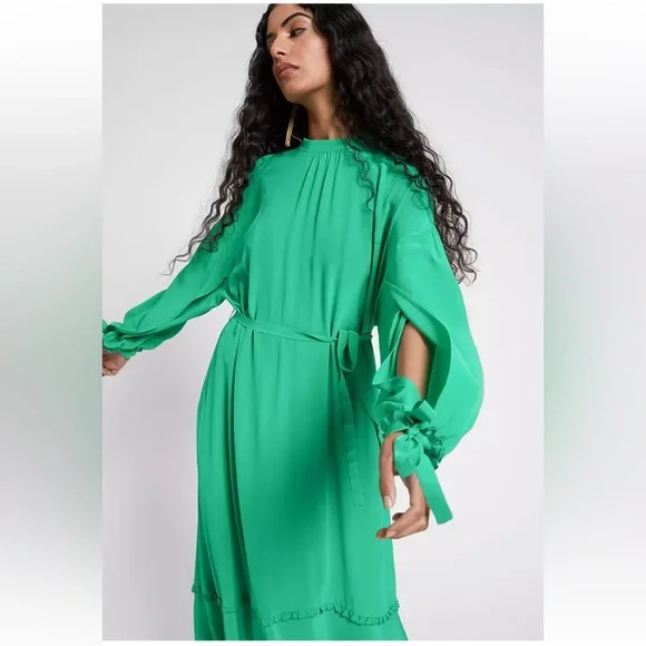 & Other Stories Fluid-Fit Wide Sleeve Organic Silk Maxi Dress - Picture 6 of 13
